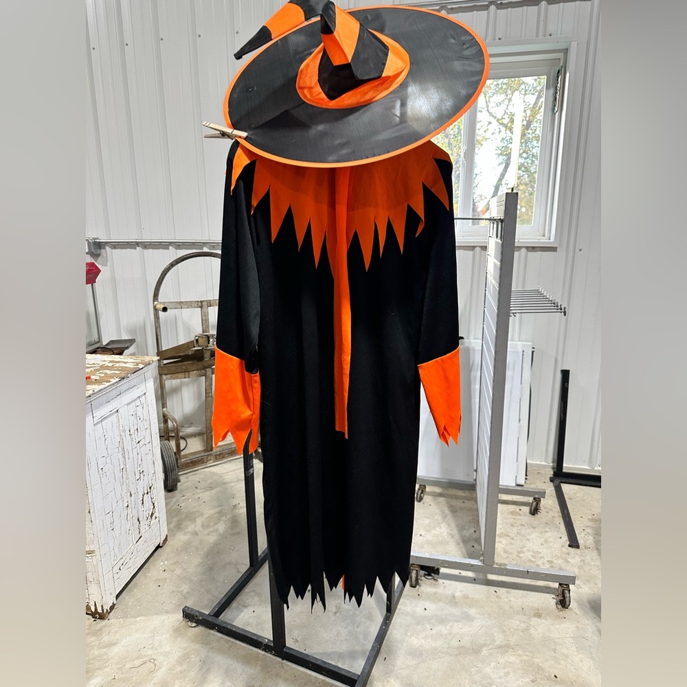Black and Orange Witch Costume with Hat